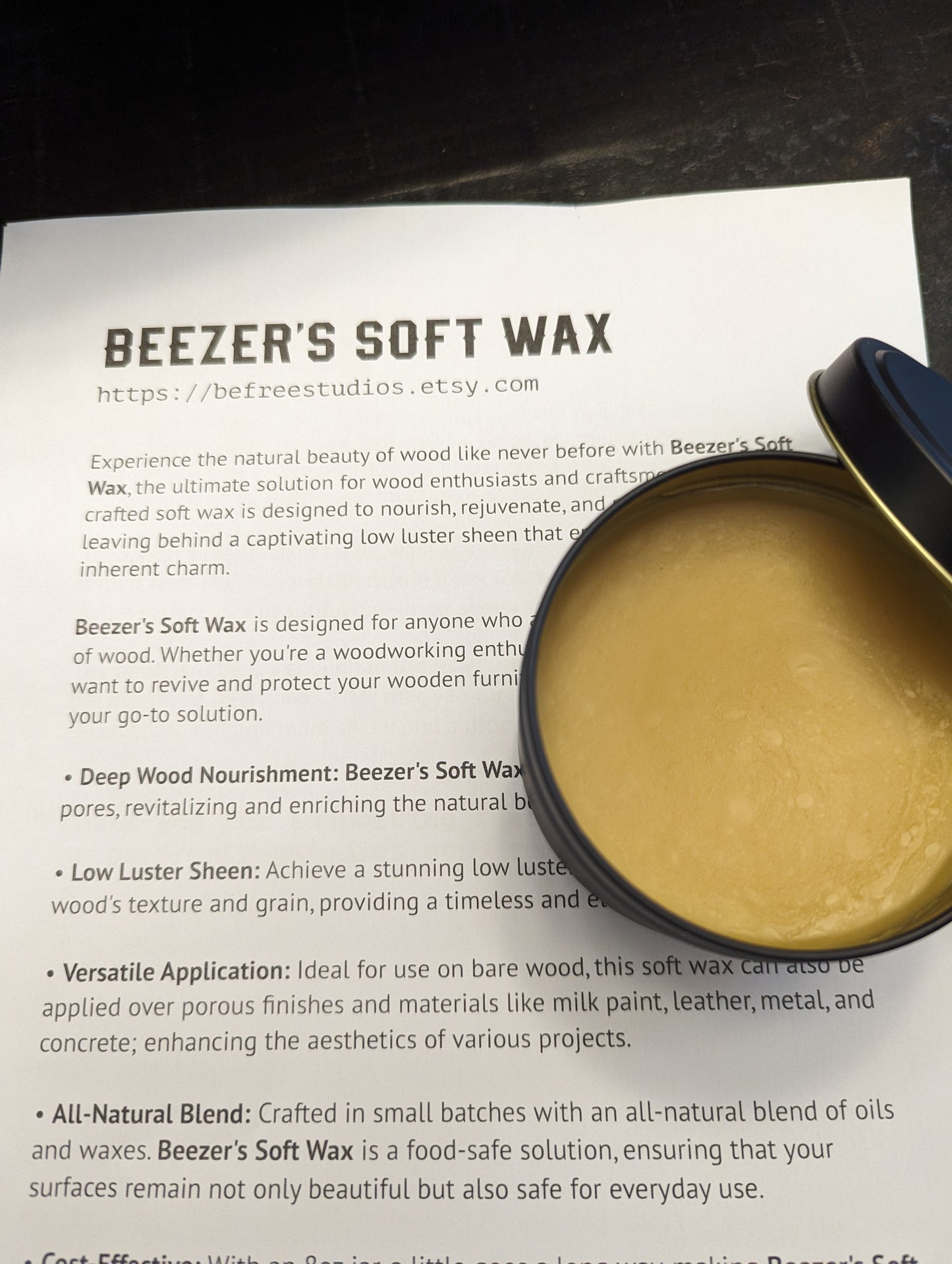 Beezer's Soft Wax - Premium Wood Finish and Nourishing Polish